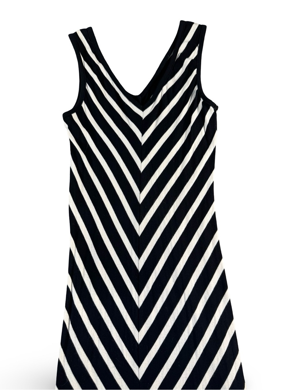 Y2K Sheath Maxi Tank Dress Women Size XS Black Bebe Logo Black & White Chevron - Picture 4 of 10